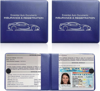 Ziciner Car Registration Insurance Holder, 2Pack Essential Auto Card Document Glove Box Organizer with Touch Fastener, Vehicle Interior Accessories Perfect for Most Car, Truck, SUV (Red/Small Car)