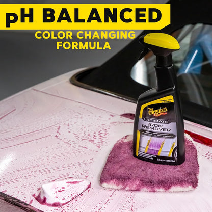 Meguiar's Ultimate Iron Remover - Quickly Remove Embedded Iron Particles and Industrial Fallout that Impair Paint Color, Clarity, and Paint Smoothness - Chemical Contaminant Remover - 24 Oz