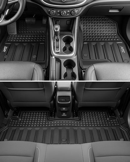 3W Floor Mats & Cargo Liner Fit for 2021 2022 2023 2024 2025 2026 Chevy Tahoe/GMC Yukon/Cadillac Escalade 7 Seat, TPE All Weather Custom Fit Car Accessories Heavy Duty Rubber Full Set Trunk Mats - Colors A