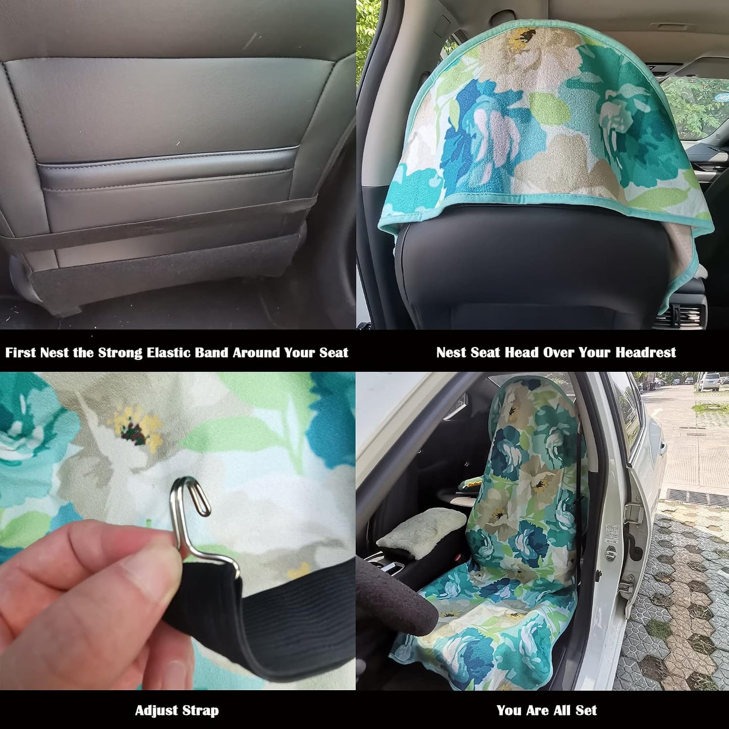 Car Seat Cover Protector Front Seats,for Gym Workout,Running,Swimming,Beach and Hiking,Waterproof Sweat Towel Bucket Seat Covers for Cars SUV Trucks (Black, 1Pcs)