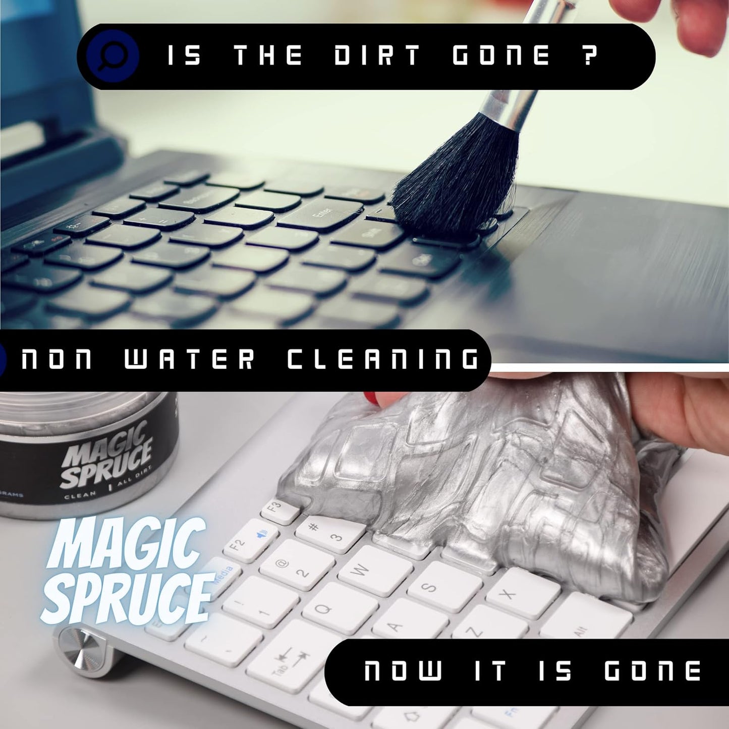 MAGIC SPRUCE Car Cleaning Gel, Reusable Auto Detailing Putty for Interior Dashboard Vents, Non-Toxic Dust Remover for Car Keys Keyboard PC Laptop, Scented Cleaning Products,Stocking Stuffers for men