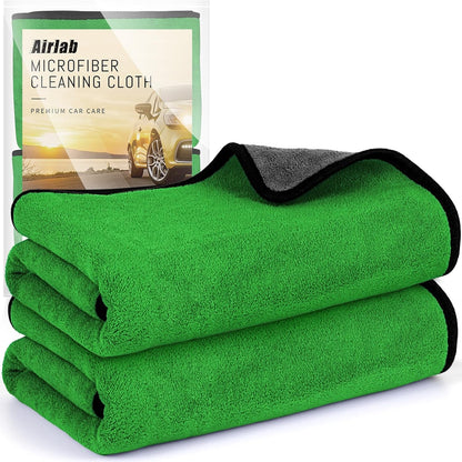 Airlab Microfiber Towels for Cars Wash Drying Thick Plush Cleaning Cloth Auto Detailing Super Absorbent for Interior & Exterior Lint Free, Streak Free, 16" X 16", 800 GSM, Pack of 4