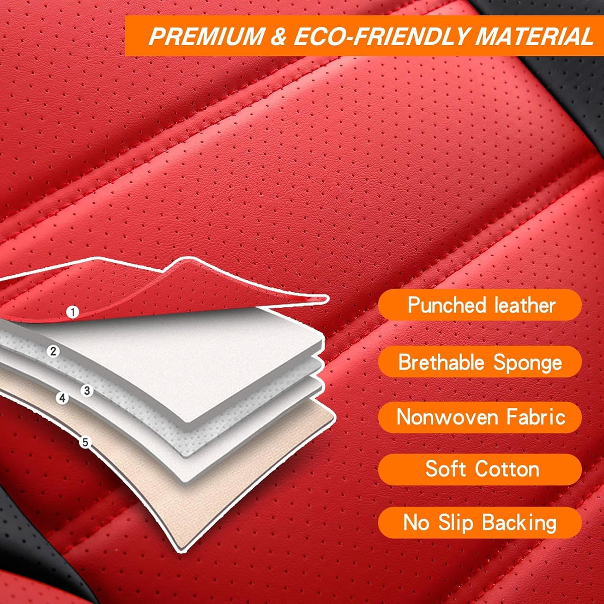 MINGBRON Car Seat Cover Full Set, Leather Car Seat Cover, Waterproof Seat Covers, Car Seat Cushion, Nappa Leather Seat Covers Car Seat Protector Universal Fit Most Cars Black
