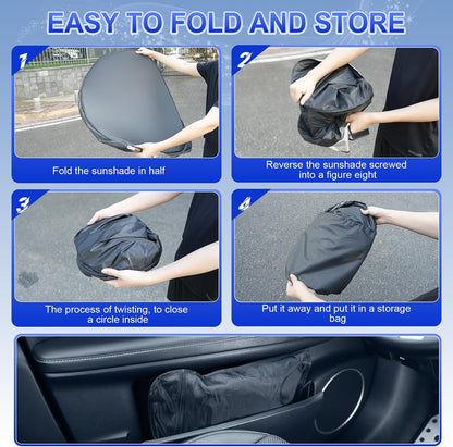 SINGARO 300T Universal Car Windshield Sun Shade, Foldable Reflective for Windshield & Window Shades with Overlapping Design, Car Interior Accessories (55" L x 26.7" W)