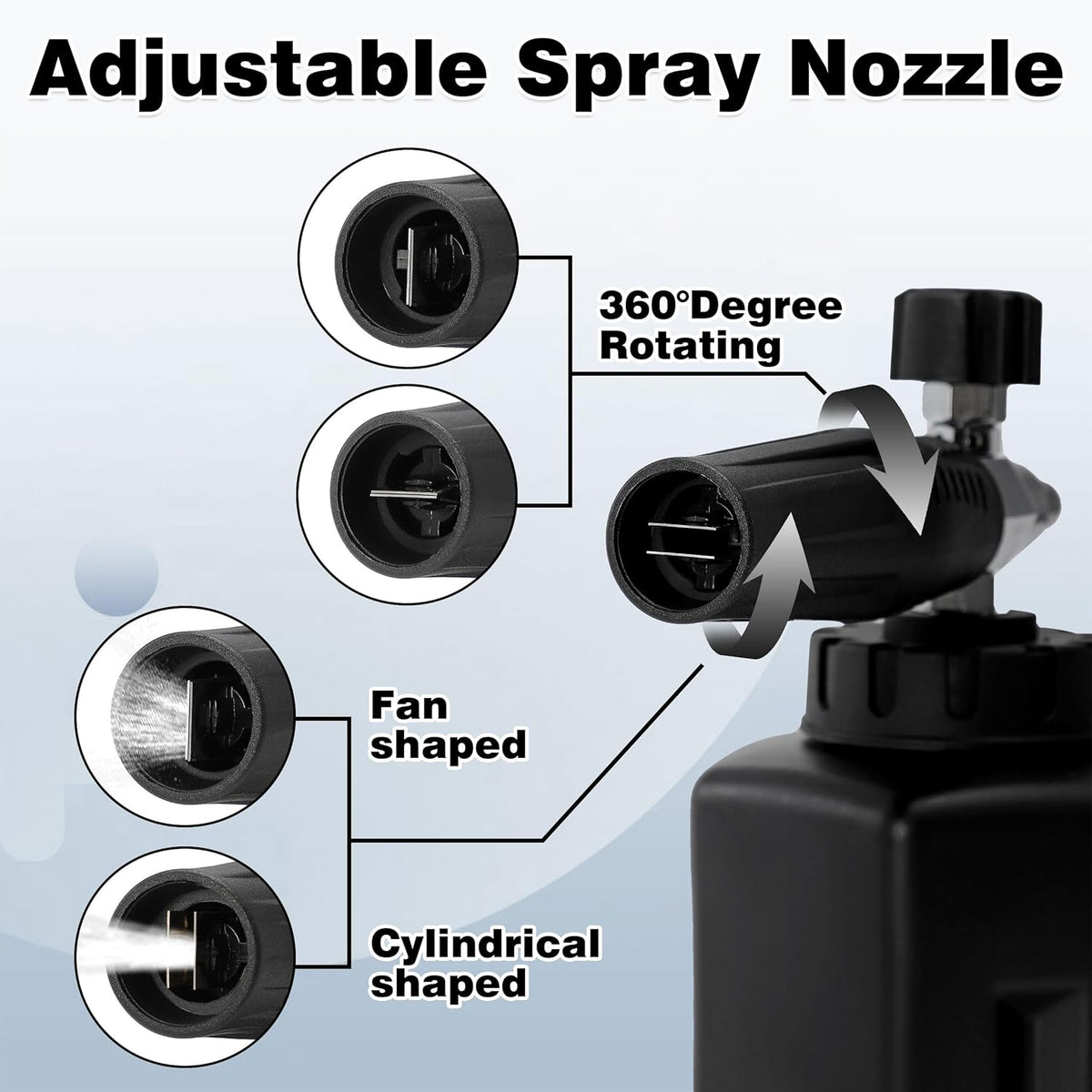 PWACCS Pressure Washer Foam Gun, Short Pressure Washer Gun, Foam Cannon for Car Wash Kit with 1/4" Quick Connector, Pressure Wash Handle for Power Washer with M22 Male Inlet, 4000 PSI, 1.5 Liter