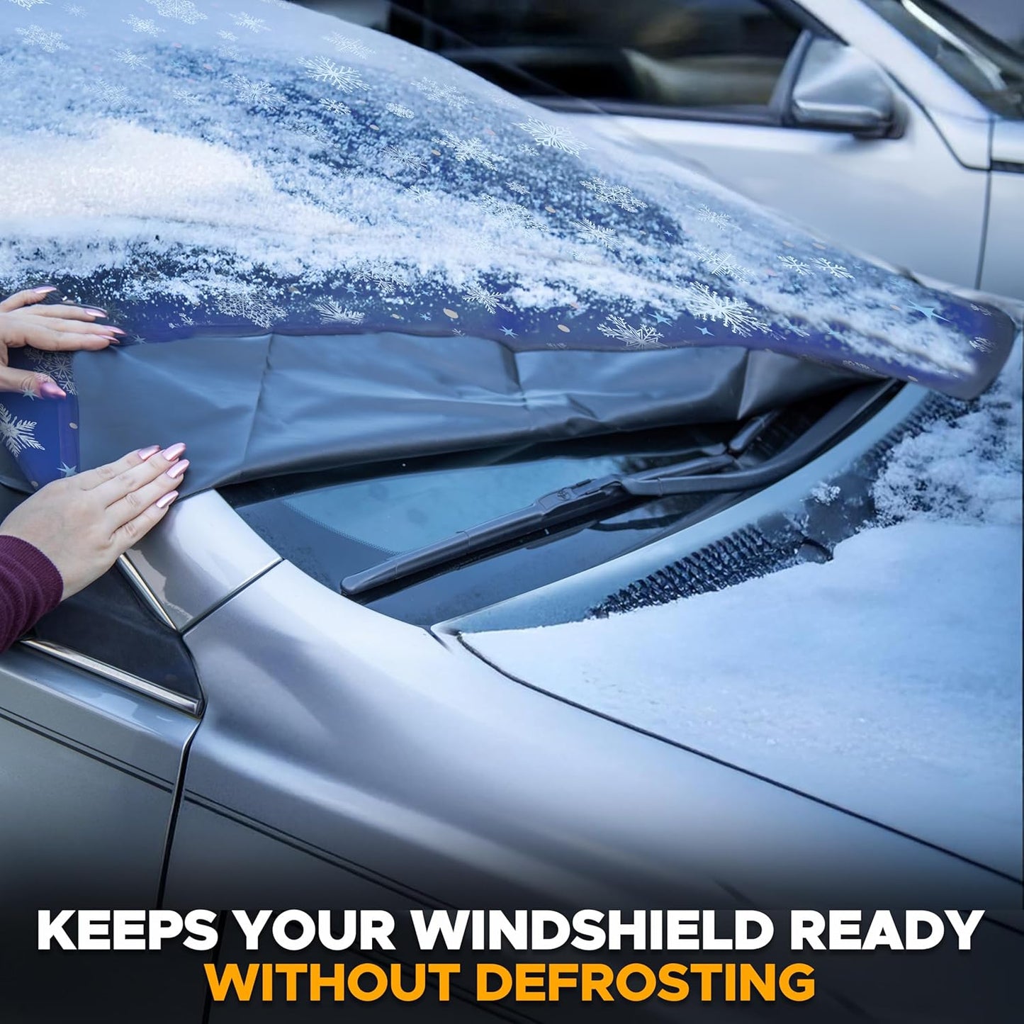EcoNour Windshield Cover for Ice and Snow - Universal Fit for Car, SUV, Truck, Heavy Duty 600D Oxford Fabric Frost Protector for Ice & Sleet, Includes Anti-Theft Straps, Medium (69"x42")