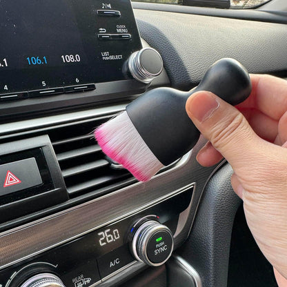Car Detailing Brush, Soft Bristle Cleaning Brush, Scratch-Free Auto Duster Tool for Dashboard, Air Vents, Leather & Interior Cleaning (Black&Brown)