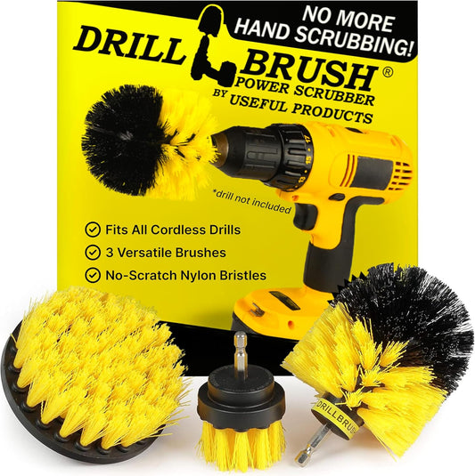 Drillbrush Car Detailing Kit | Drill Brush Set – Soft Bristle Power Scrubber Attachments for Cleaning Car Interior, Upholstery, Carpet, Seats, Wheels, Rims, Dash, Console, and Trim - Nylon Scrub Brush