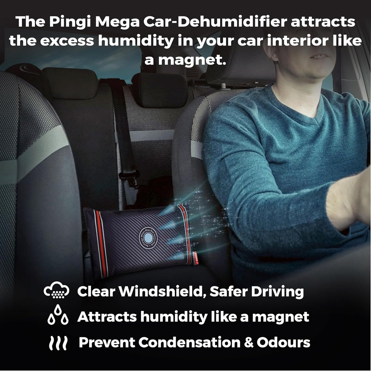 Reusable Car Dehumidifier Bag (2 Pack) Rechargeable Dehumidifier bags for Car, Trucks, and RVs - Prevent Damp & Moisture on Windscreens - Leakproof Moisture Absorber for Car and Home