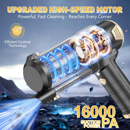 KMM Handheld Car Vacuum Cleaner, 10000PA Vacuum Cleaner & Air Duster, 120W High Power Hand Held Vacuum Cordless, Portable Vacuum Rechargeable with Multi-Nozzles & LED Light for Car, Home, Pet, Office