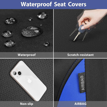 CAR PASS Waterproof Car Seat Covers Front Seats Only with 5mm Composite EVA, Neoprene Car Seat Cover with Separate Headrest Cover, Quick Setup Universal Fit for Car SUV Trucks,Airbag Compatible（Gray