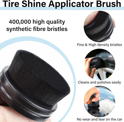 Tire Shine Applicator Brush, Tire Shine Brushes, Tire Dressing Brush Applicator with Seal Cover, Tire Brush for Car Detailing, Tire Gel Applicator, High Density Detail Factory Tire Brush (Black)