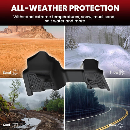 LASFIT Floor Mats for 2019-2025 2026 Ram 2500/3500 Crew Cab Bucket Seat for Carpet & Vinyl Floor (NOT fit Model with PTO Kit), All Weather TPE Custom Fit Car Mats Floor Liners 1st & 2nd Row, Black