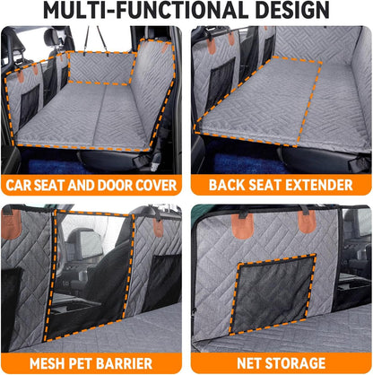 YJGF Back Seat Extender,Dog Seat Cover for Back Seat,Hard Bottom Car Seat Cover for Dogs,Dog Hammock for Car,Back Seat Pet Cover for Dogs(Black,for Car/SUV/Small Truck)