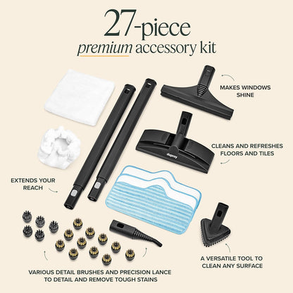 Dupray Neat Steam Cleaner with 27-Piece Accessory Kit – High-Performance Chemical-Free Cleaning for Floors, Cars, Tiles, and More, *Kills 99.9% of Bacteria & Viruses (incl. x16 assorted brushes)