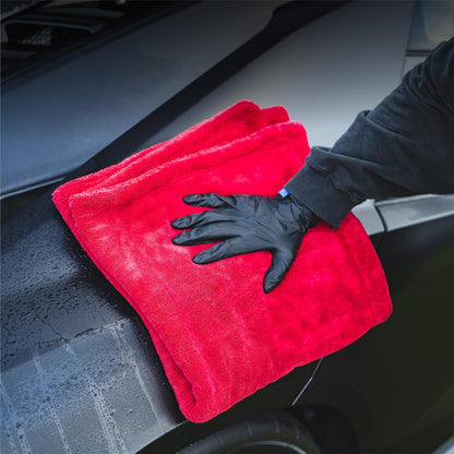 The Rag Company - The 1500 - Heavy Duty Car Drying Towel; Perfect for Trucks, Commercial Vehicles, RVs, Boats, and More; Premium 70/30 Blend Twist Loop Design, 1500gsm, 30in x 30in, Red