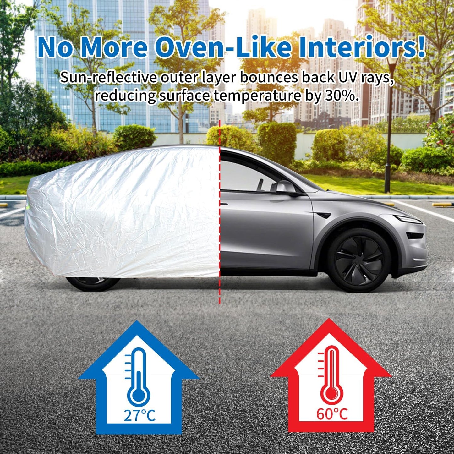 Car Cover Waterproof All Weather Outdoor, Full Exterior Cover for Automobiles, Rain Sun UV Protection Windproof, Scratch Resistant, Breathable, Dustproof (Fits 206"-215" SUV)