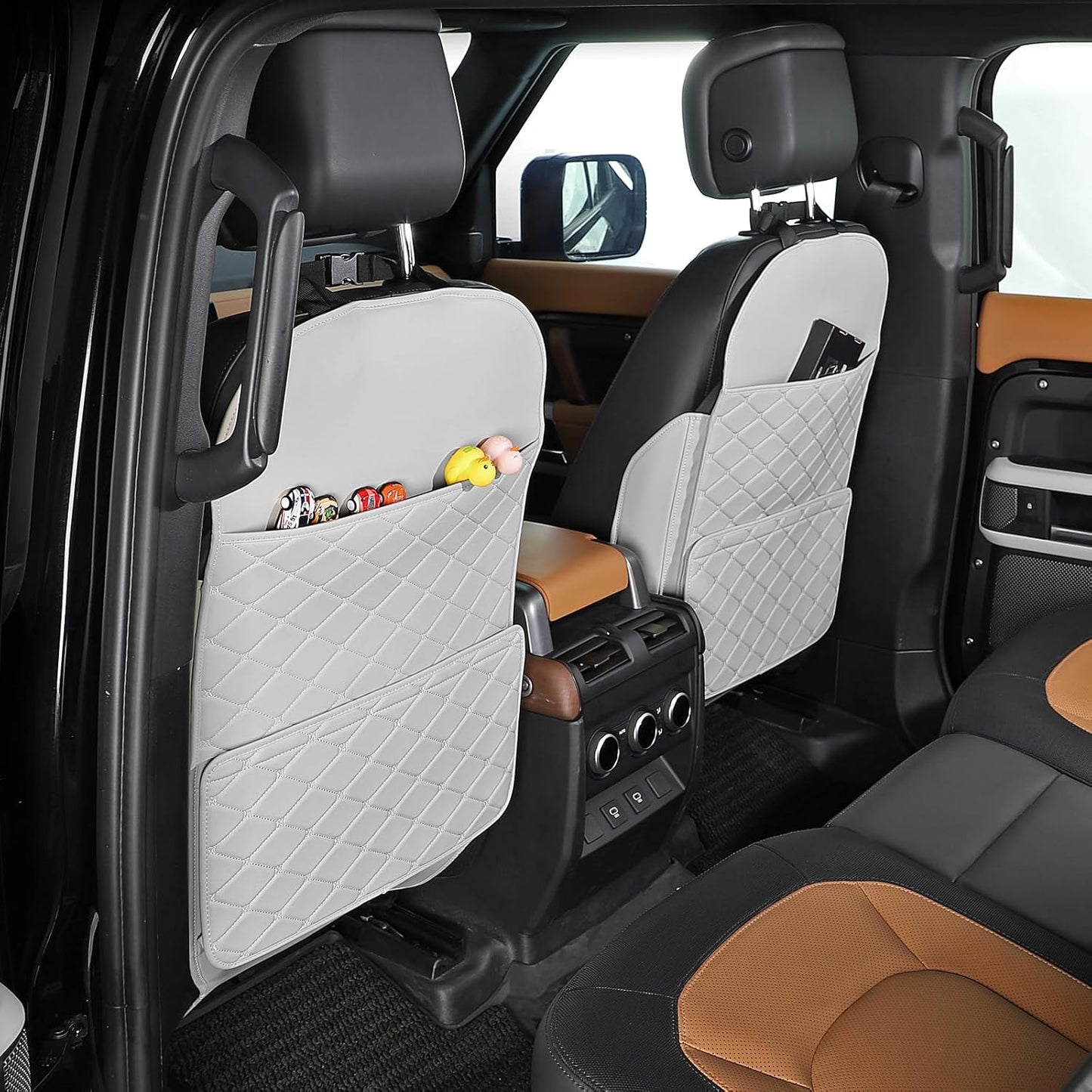 TAIKOO Seat Back Protector + Large Capacity Pocket Storage Organizer,Preventing the Impact of Children Stepping on the Seat Backrest (Black)