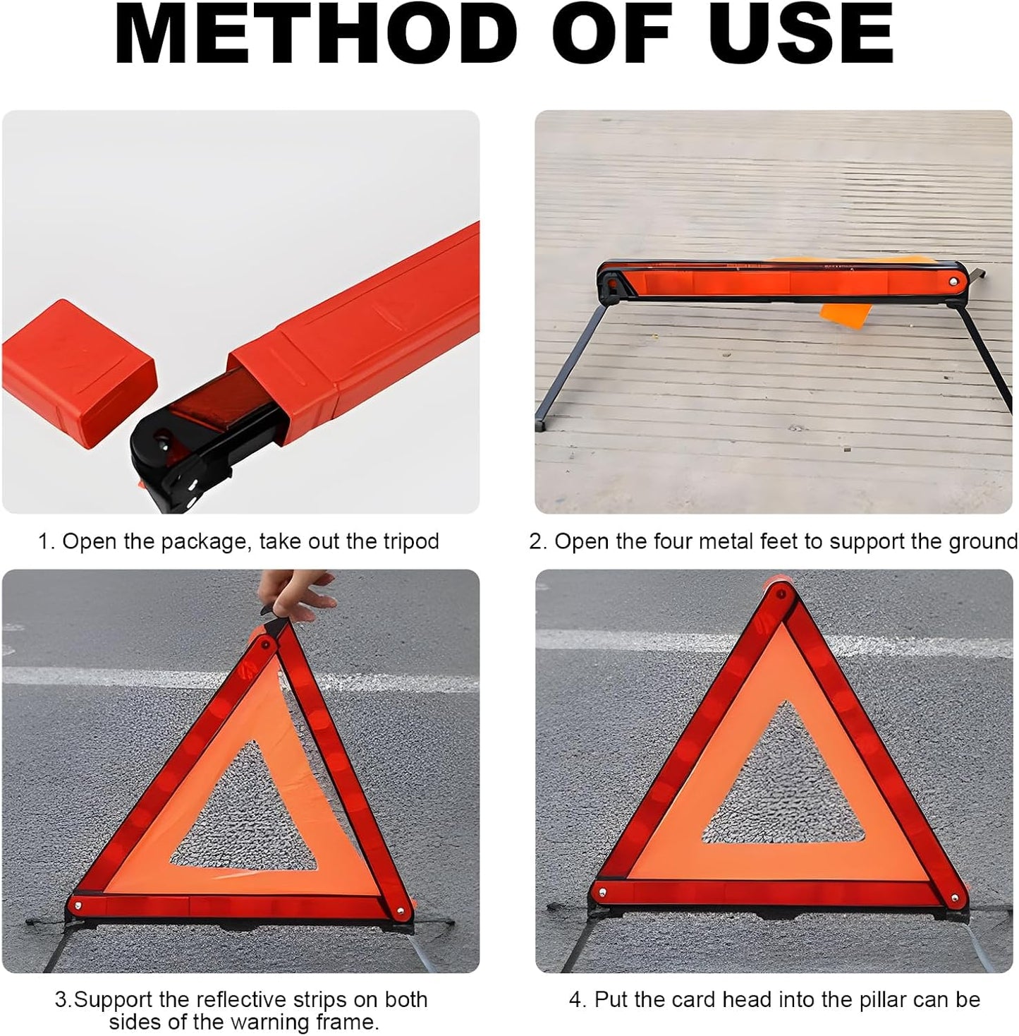 Reflective Warning Triangle, Foldable Emergency Warning Frame Triangle with Storage Case, Roadside Hazard Sign Safety Reflector for Auto Breakdown, Car Accessories