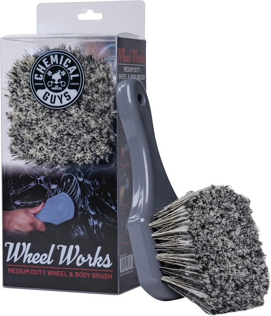 Chemical Guys Wheelie All Exterior Surface and Wheel Brush, Wheel Cleaner Brush with Soft Bristles, Safe Cleaning of Rims, Tires, and Exterior Surfaces on Cars, Trucks, Motorcycles, RVs, & More, Green