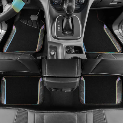 CAR PASS Air Mesh Leather Car Seat Covers Full Set, Waterproof Car Floor Mats, Sporty Steering Wheel Cover 14.5-15in, Universal Fits for 95% Cars Truck SUV (Black and Blue)