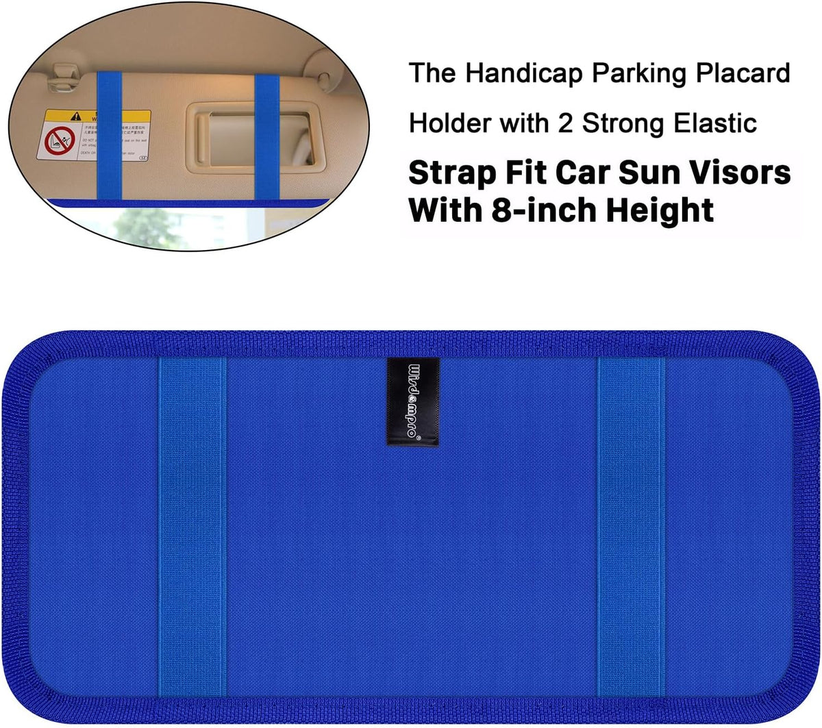 Handicap Placard Holder for Auto, Wisdompro Disabled Parking Permit Sign Protector for Car Sun Visor with Note Paper Slot, Pen Holder and Elastic Strap - Black