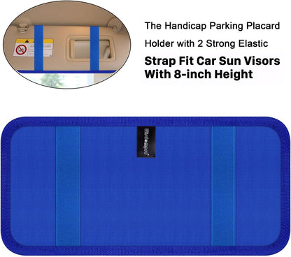 Handicap Placard Holder for Auto, Wisdompro Disabled Parking Permit Sign Protector for Car Sun Visor with Note Paper Slot, Pen Holder and Elastic Strap - Black