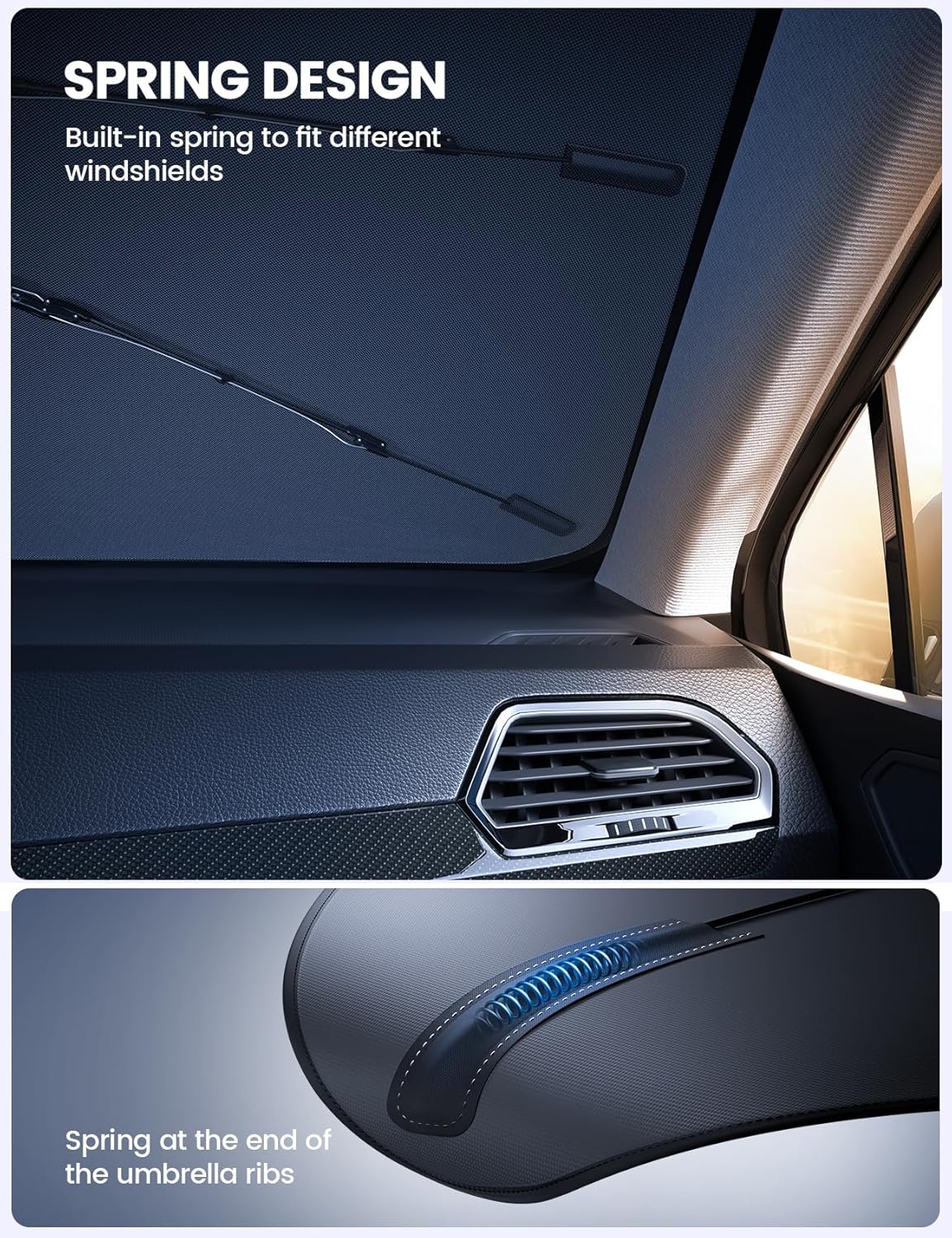 Lamicall Car Windshield Sunshade Umbrella - Foldable Car Windshield Sun Shade Cover, 5 Layers UV Block Coating, 52"x31" Front Window Heat Insulation Protection, for Auto Sedan, SUV Windshield