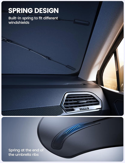 Lamicall Car Windshield Sunshade Umbrella - Foldable Car Windshield Sun Shade Cover, 5 Layers UV Block Coating, 52"x31" Front Window Heat Insulation Protection, for Auto Sedan, SUV Windshield