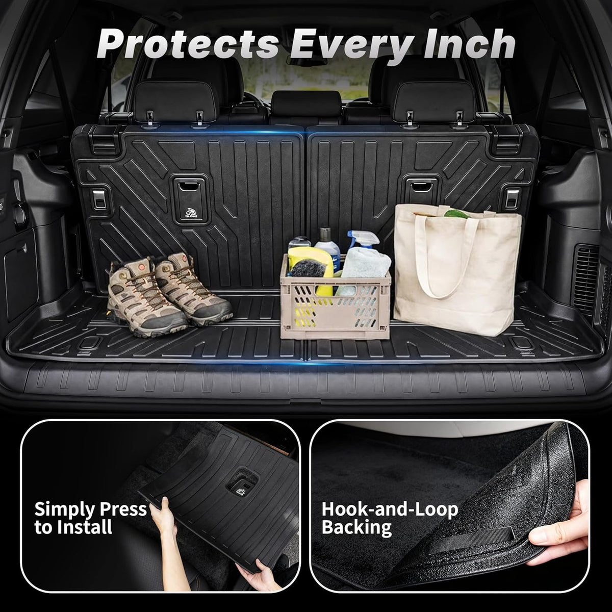 OEDRO Cargo Trunk Liner Fit for 2010-2017 Chevrolet Equinox L/LS/LT/LTZ/Premier& 10-17 GMC Terrain SL/SLE/SLT/Denali, All Weather Custom Fit Anti-Slip Cargo Mat, Black