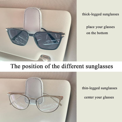 KIWEN Sunglasses Holders for Car Visor, Magnetic Leather Glasses Eyeglass Clip for Car, Ticket Card Clip Sunglasses Mount, Car Visor Accessories Gadgets (1, Black)