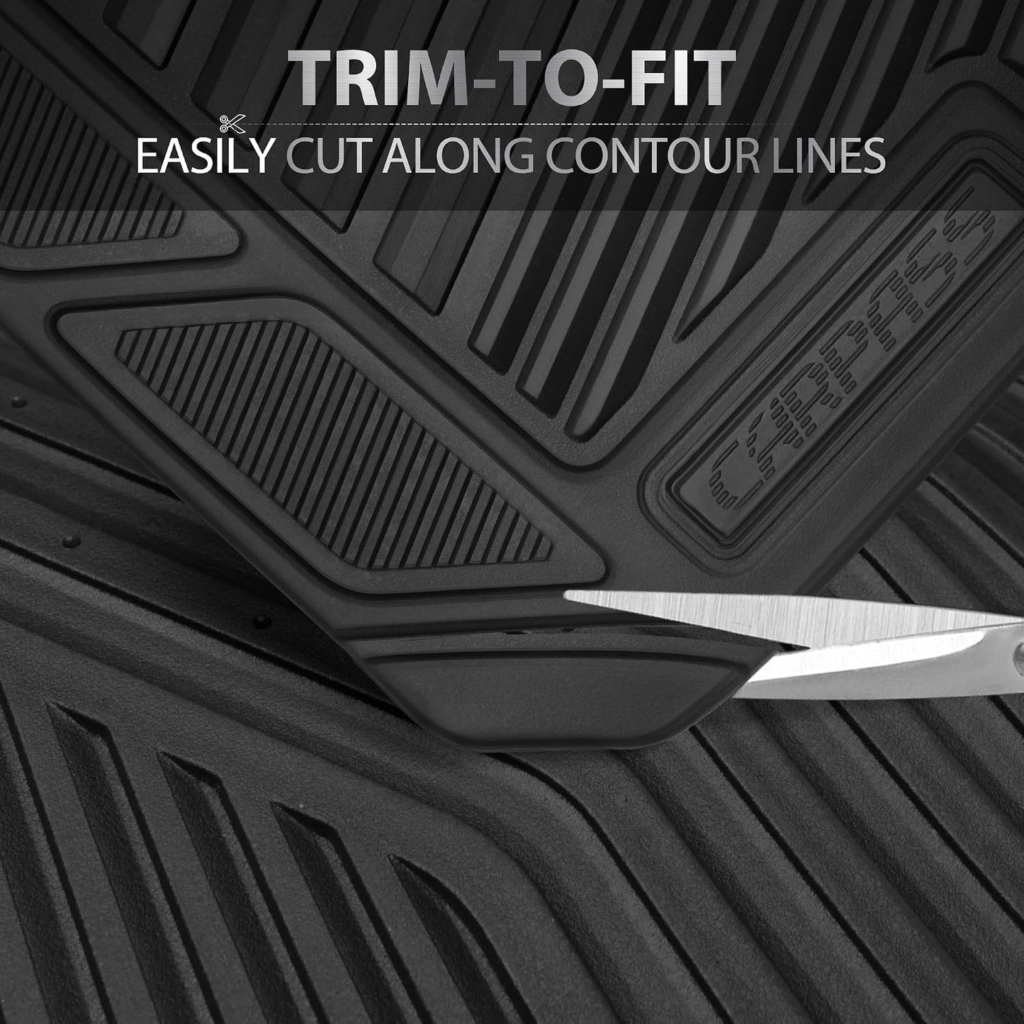 CAR PASS Rubber Car Mats, Waterproof Car Floor Mats All Weather,Car Mat Full Set 3 Piece, Automotive Floor Mat Trim to Fit for Cars Sedans SUVs Trucks, Anti-Slip Easy Clean, All Black