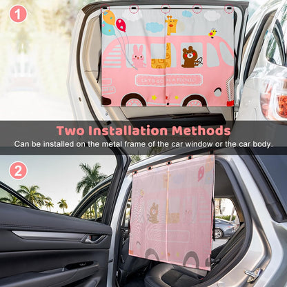 Car Window Shades, 2 PCS Magnetic Double Layer Auto Sun Shade for Side Windows Privacy Full Covers/Half Shade Options Back Car Window Curtains for Baby Protection