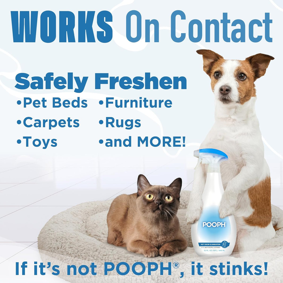 Pooph Pet Odor Eliminator, 32oz - Eliminates Odors at the Molecular Level, Dogs, Cats, Freshener, Eliminator, Urine, Poop, Pee, Deodorizer, Nature’s, Puppy, Fresh, Clean, Furniture, Potty