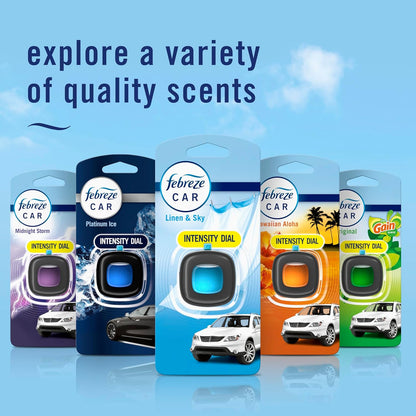 Febreze Car Air Freshener Vent Clip Platinum Ice Scent, .07 oz. Car Vent Clip, Pack of 4