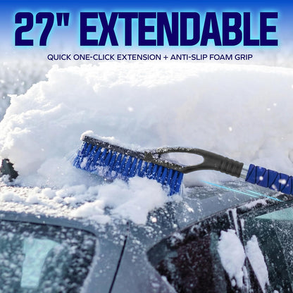 Snow Joe 45" Multi-Purpose Ice Scraper and Extendable Snow Brush for Car Windshield with Foam Grip and 360-Degree Pivoting Brush Head, SJEG-SB45S