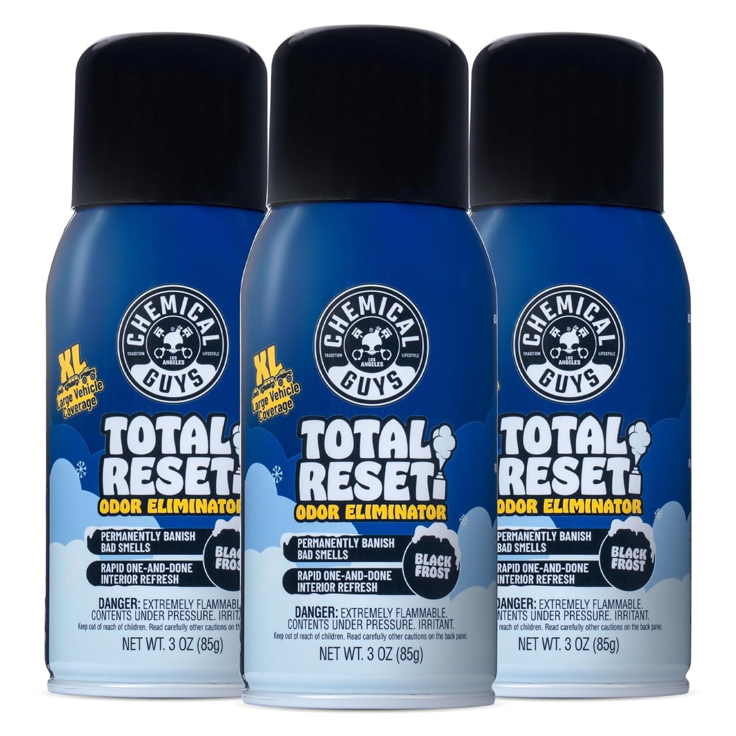 Chemical Guys Odor Eliminating Fogger 3 Pack – Black Frost Scent, 3 Oz Each – Set-and-Forget System to Remove Smoke, Pet, Gym, and Food Odors in Cars, Trucks, SUVs