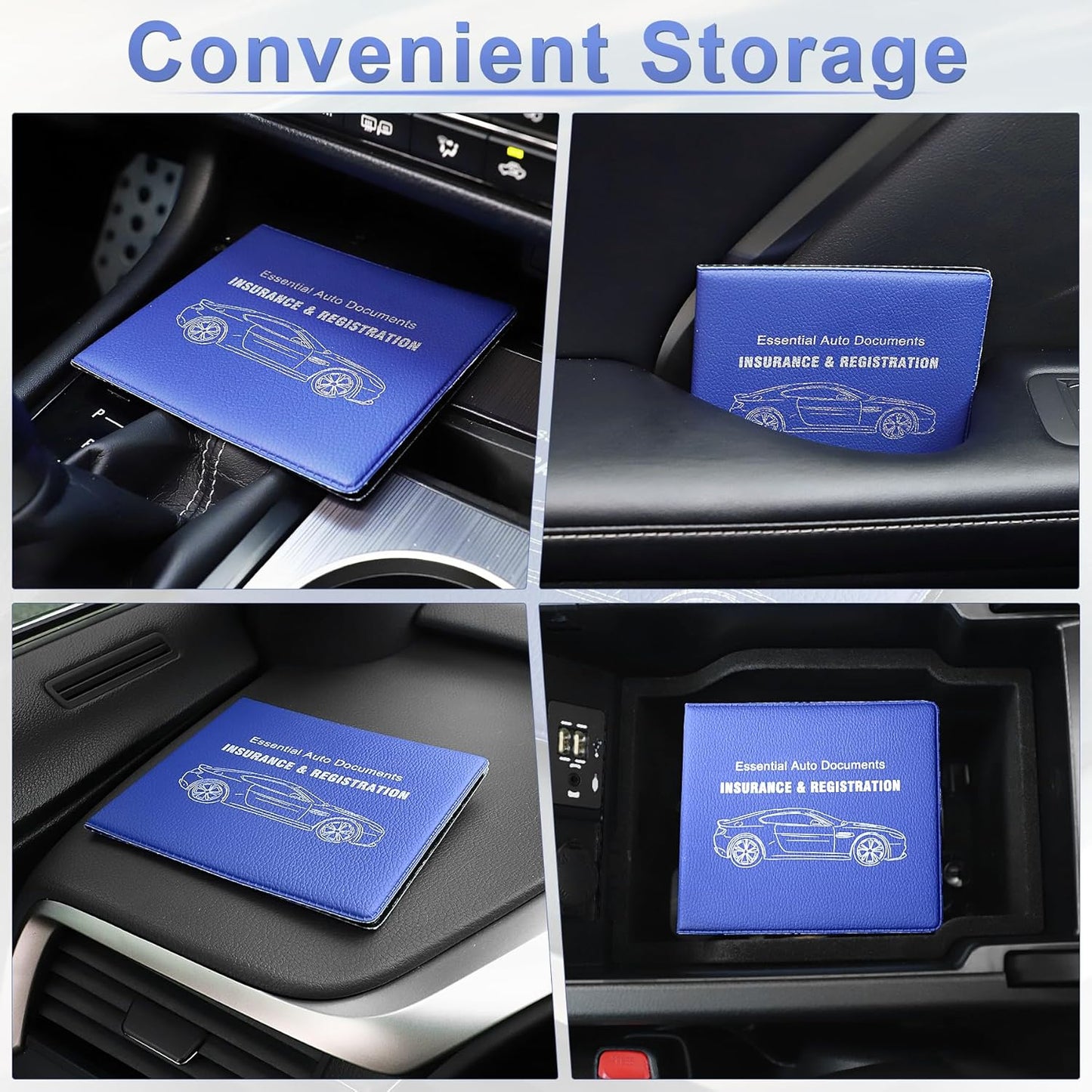 UYYE Car Registration and Insurance Card Holder, Vehicle Glove Box Car Organizer, Interior Car Accessories for Documents, Cards, License - 2 Pack