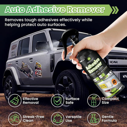Adhesive Remover Spray for Cars – Paint Safe Formula Removes Glue, Stickers, Labels, Tape Residue, Gum & Tar, Streak-Free Cleaner for Painted, Metal, Plastic & Glass Surfaces, 100ml