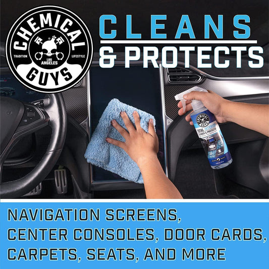 Chemical Guys Total Interior Cleaner and Protectant, 16 Fl Oz + 3 Pack of Microfiber Towels (Safe for Cars, Trucks, SUVs, Jeeps, Motorcycles, RVs & More)