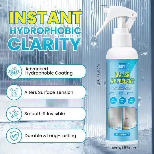 Windshield Rain Repellent Spray – Glass Water Repellent for Car Windows & Bathroom Glass – Easy to Apply Hydrophobic Coating for Side Windows, Shower Doors & Mirrors – Long Lasting (120ml/4oz)