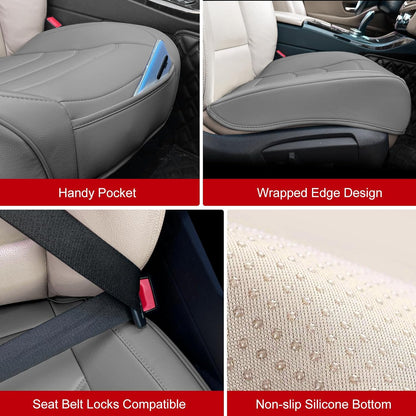 BOPUOVRE Car Seat Cover for Luxury & Comfort - PU Leather, Anti-Slip, Full Wrap Protection with Storage Pocket for Bottom Cushion - Universal Fit for 95% of Vehicles (Black,1 Piece)
