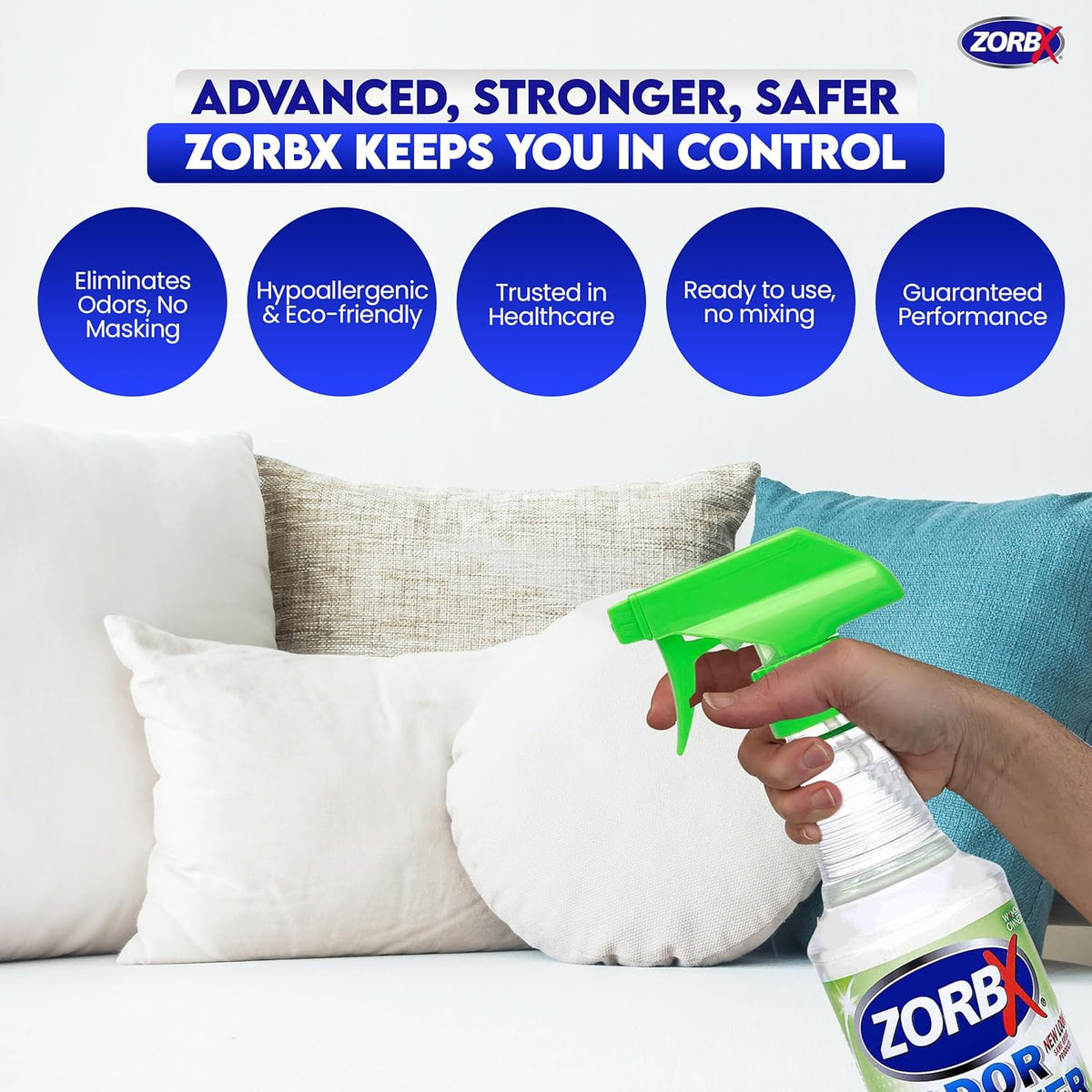 ZORBX Unscented Odor Eliminator for Strong Odor 2 Fl Oz, Pack of 1 - Used in Hospitals & Healthcare Facilities - Advanced Formula, Fast-Acting Odor Remover Spray for Dog, Cat, House & Carpet