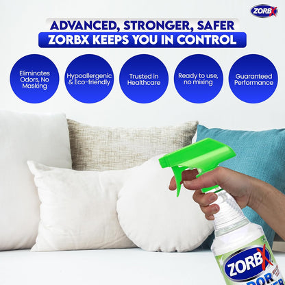 ZORBX Unscented Odor Eliminator for Strong Odor 2 Fl Oz, Pack of 1 - Used in Hospitals & Healthcare Facilities - Advanced Formula, Fast-Acting Odor Remover Spray for Dog, Cat, House & Carpet