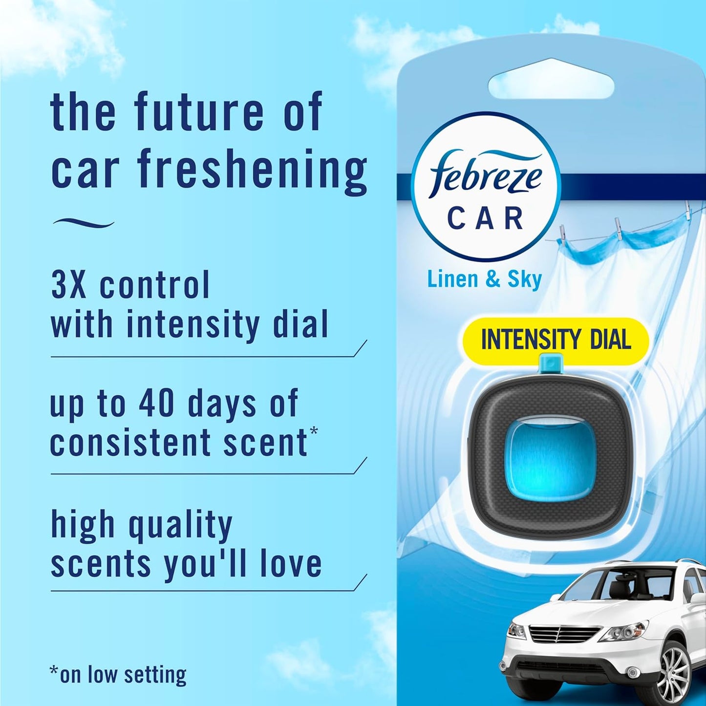 Febreze Car Air Freshener Vent Clip Platinum Ice Scent, .07 oz. Car Vent Clip, Pack of 4