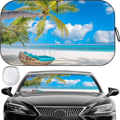 Car Windshield Sun Shade - Foldable Car Sun Shade Windshield for Front Window, Reflector Sunshade Offers Ultimate Protection for Cars Interior (55.2 x 31.5 in)