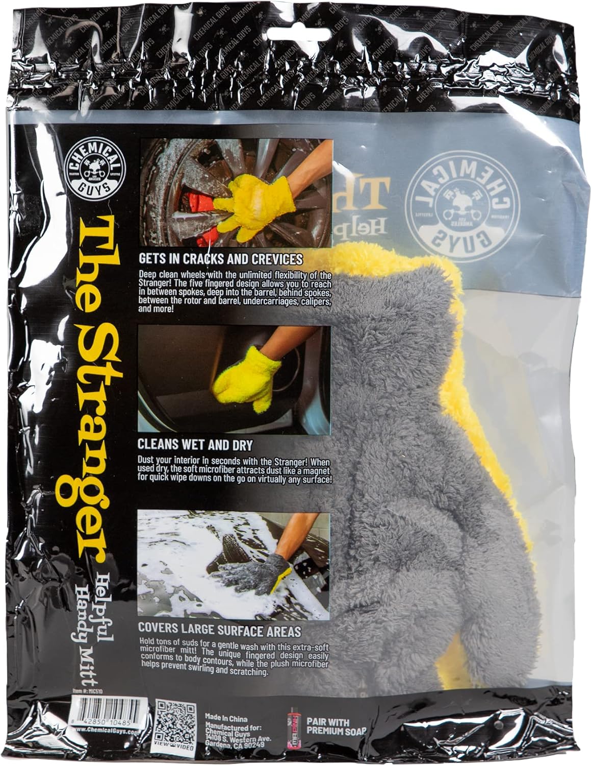 Chemical Guys MIC510 The Stranger Helpful Handy Car Wash Mitt - Yellow, Microfiber Towels for Detailing, Holds Tons of Soapy Suds, Flexible - Perfect for Car Cleaning