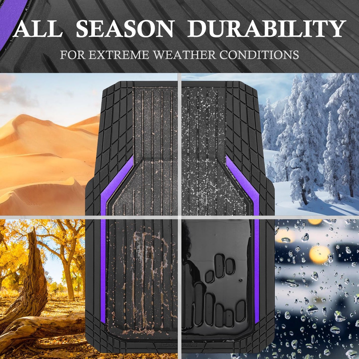 CAR PASS Heavy Duty Rubber Floor Mats for Car, Waterproof Liner Deep Dish Car Mats Full Sets, Universal Trim to Fit for SUV Truck Sedans Vans, All Weather Automotive Floor Mats 3pcs, Solid Black