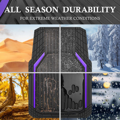 CAR PASS Heavy Duty Rubber Floor Mats for Car, Waterproof Liner Deep Dish Car Mats Full Sets, Universal Trim to Fit for SUV Truck Sedans Vans, All Weather Automotive Floor Mats 3pcs, Solid Black