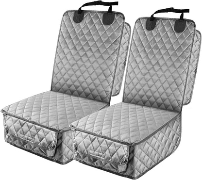PETICON Waterproof Front Seat Car Cover 2 Pack, Full Protection Dog Car Seat Cover with Side Flaps, Nonslip Scratchproof Captain Chair Seat Cover Fits for Cars, Trucks, SUVs, Jeep, Black